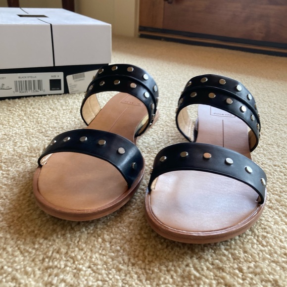 Dolce Vita NWOT Black Leather Slide Sandals Size 9 - Picture 3 of 7